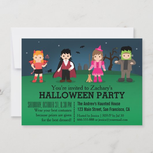 Lieve enge monsters Halloweenfeest Kaart (Voorkant)