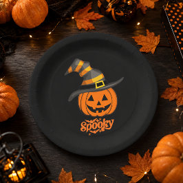 Lieve enge pompoen heks hoed Halloween Papieren Bordje