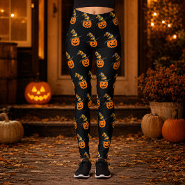 Lieve enge pompoen heksenhoed Halloween Leggings