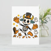 Lieve enge skeletgeit met hoed uitnodiging (Staand voorkant)