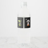 Lieve enge waterverf Halloween-feest Waterfles Etiket (Achterkant)