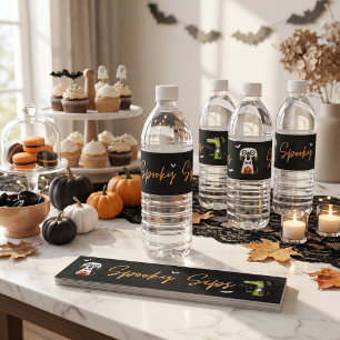 Lieve enge waterverf Halloween-feest Waterfles Etiket