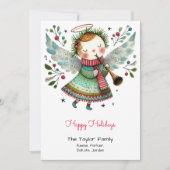 Lieve engel Illustratie Gelukkig Feestdagenkaart (Voorkant)