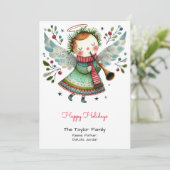Lieve engel Illustratie Gelukkig Feestdagenkaart (Staand voorkant)