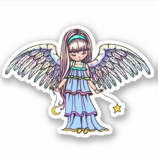 Lieve engel met ster en maan sticker (Voorkant)
