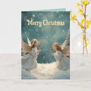 Lieve engelen Kerstvakantie Vouwbare kerstkaart Kaart