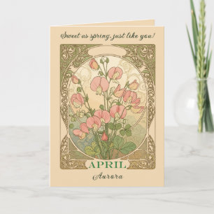 Lieve Erwt April Geboortemaand Bloem Kaart