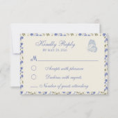 Lieve Erwt Bloem Blauw en Crème RSVP Kaartje (Voorkant)