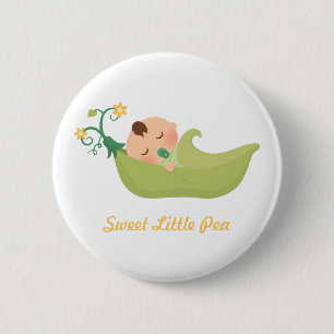 Lieve Erwt in een Peul Schattige Baby Jongen Ronde Button 5,7 Cm