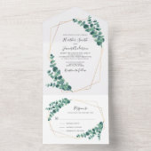 Lieve Eucalyptus Geometric Wreath Wedding All In One Uitnodiging (Binnen)
