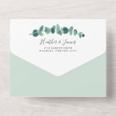 Lieve Eucalyptus Geometric Wreath Wedding All In One Uitnodiging (Achterkant)