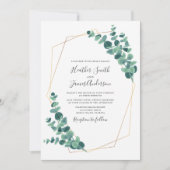 Lieve Eucalyptus Geometric Wreath Wedding Kaart (Voorkant)