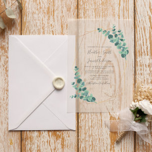 Lieve Eucalyptus Geometric Wreath Wedding Vellum Uitnodigingen