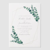 Lieve Eucalyptus Geometric Wreath Wedding Vellum Uitnodigingen (Voorkant)
