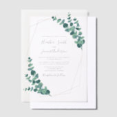 Lieve Eucalyptus Geometric Wreath Wedding Vellum Uitnodigingen (Offset)