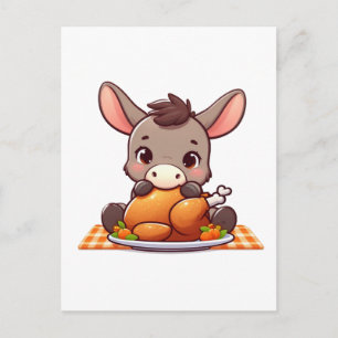 Lieve Ezel Eet Thanksgiving Kalkoen Briefkaart