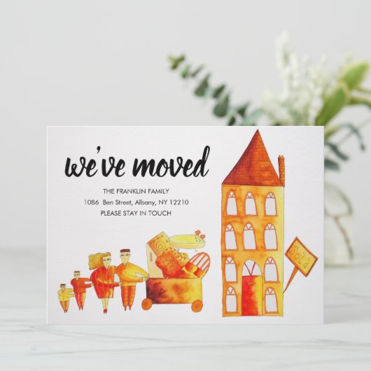 Lieve Familie Verhuist naar Nieuw Adres Wij Zijn V Aankondiging (Staand voorkant)