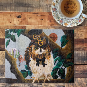 Lieve Fantasievolle Bruine Stoomstijl Uil Hoge Hoe Legpuzzel