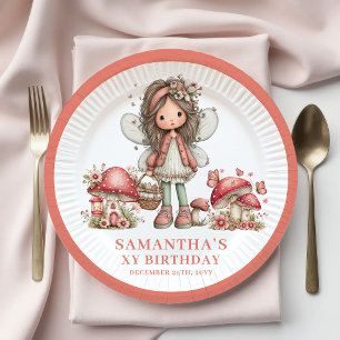 Lieve Fee 6de Verjaardag Pastel Bloemen Papier Papieren Bordje