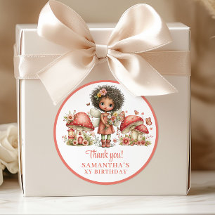 Lieve Fee Roze Bloemen Meisje Verjaardag Dank Je W Ronde Sticker