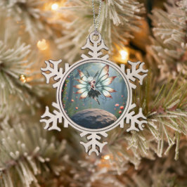 Lieve Feeënbeschermer in Magisch Woud Tin Sneeuwvlok Ornament