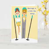 Lieve felicitaties voor het bruidspaar Sneeuwscoot Kaart (Gele Bloem)