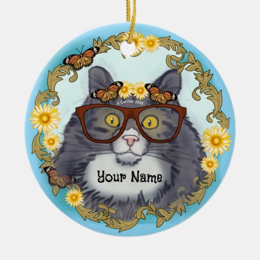 Lieve Floof Kat Keramisch Ornament (Voorkant)