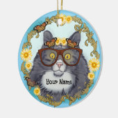 Lieve Floof Kat Keramisch Ornament (Links)