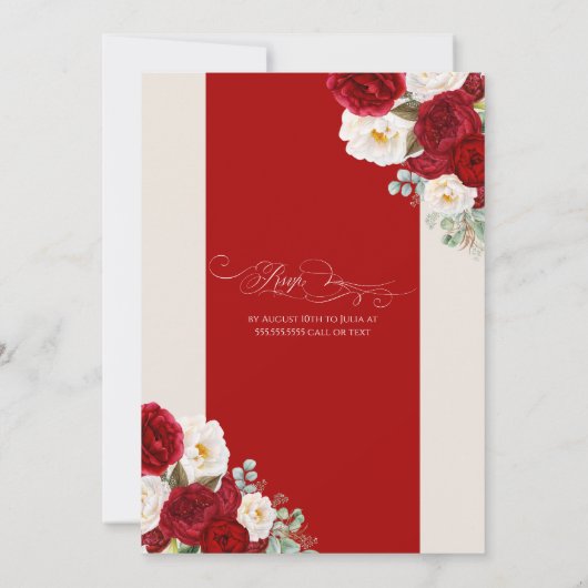 Lieve Floral Blooms Red & White Quinceanera Kaart (Achterkant)