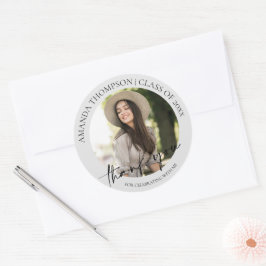 Lieve Foto Klas van 2026 Afstudeer Dank Je Wel Ronde Sticker