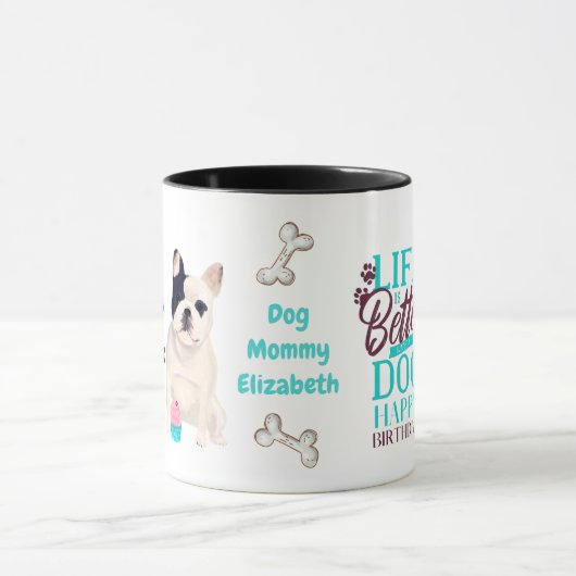 Lieve Franse Bulldog Hond Liefheeft MOM Verjaardag Mok (Midden)