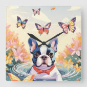 Lieve Franse Bulldog in het voorjaar Vierkante Klok (Voorkant)