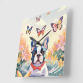 Lieve Franse Bulldog in het voorjaar Vierkante Klok (Hoek)