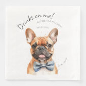 Lieve Franse Bulldog Ober Aquarel Servet (Voorkant)