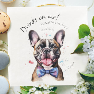 Lieve Franse Bulldog Ober Aquarel Servet