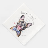 Lieve Franse Hond Ober Aquarel Servet (Hoek)