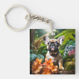 😍Lieve Franse puppy in een jungle Sleutelhanger