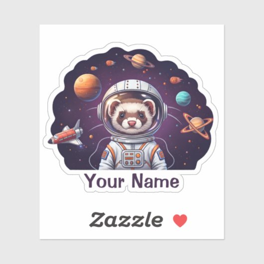 Lieve Fret Astronaut in de Ruimte Sticker (Vel)