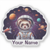 Lieve Fret Astronaut in de Ruimte Sticker (Voorkant)