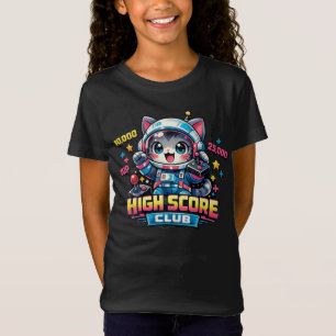 Lieve Gamer Kat Astronaut – High Score Club Kawaii T-shirt