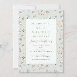 Lieve Gans Sage Groen Baby Shower Uitnodiging