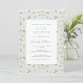 Lieve Gans Sage Groen Baby Shower Uitnodiging (Staand voorkant)