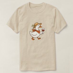 Lieve Gans Strohoed Wijnliefhebber Landelijke Boer T-shirt
