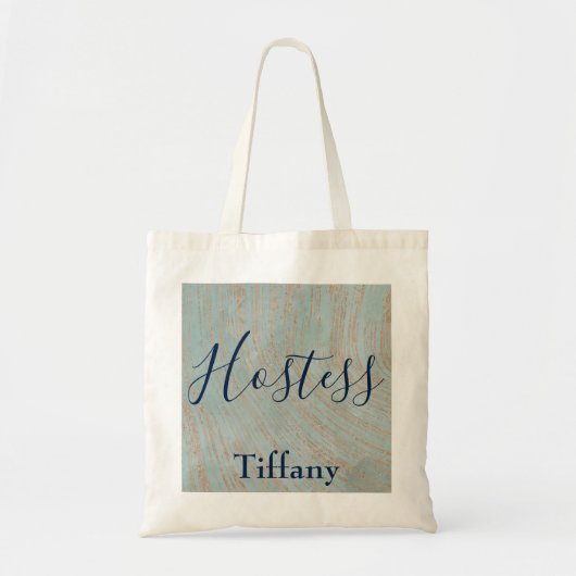 Lieve gastvrouw blauw koper tote bag (Voorkant)