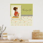 Lieve gebedsgirl Dank je God Poster (Keuken)