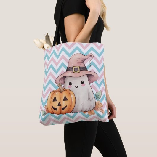 Lieve Geest en Jack-O' Lantern Halloween Tote Bag (Dichtbij)