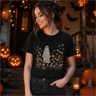 Lieve Geest in Wilde Bloementuin Halloween T-shirt