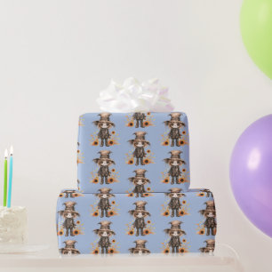 Lieve Geest in Zwarte Zonnebloemen Patroon Hallowe Cadeaupapier