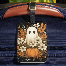 Lieve Geest Met Pompoen & Herfstbloemen – Hallowee Bagagelabel