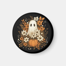 Lieve Geest Met Pompoen & Herfstbloemen – Hallowee Magneet